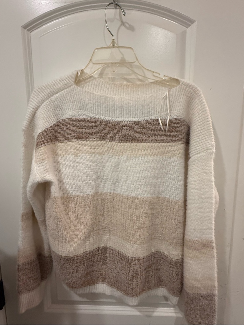 Takara Striped Crewneck Sweater in Cream and Beige